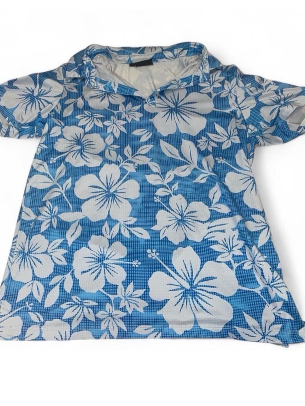 Kids Blue Hawaiian Floral Polo Shirt